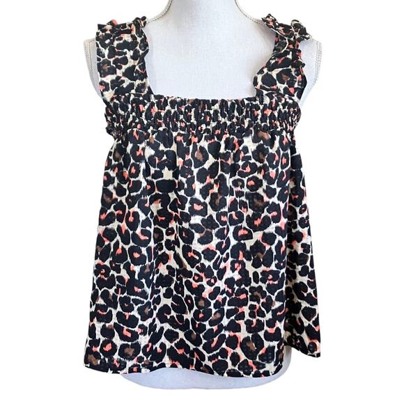 Who What Wear Ruffle Sleeve Leopard Print Tank Blouse Small - Picture 2 of 4